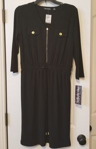 NWT Nina Leonard Black Midi  Dress